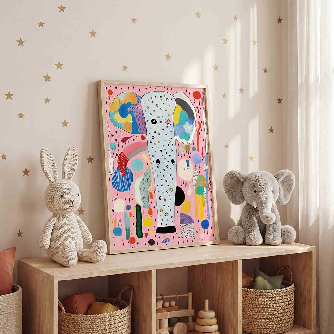 Abstracte vormen en kleuren – staande kinderkamer wanddecoratie van WallArtistic