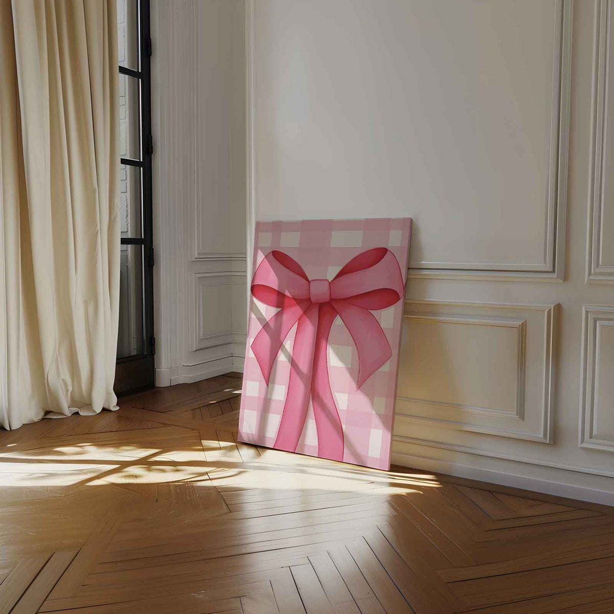 Roze Strik – dibond kunstwerk als wanddecoratie