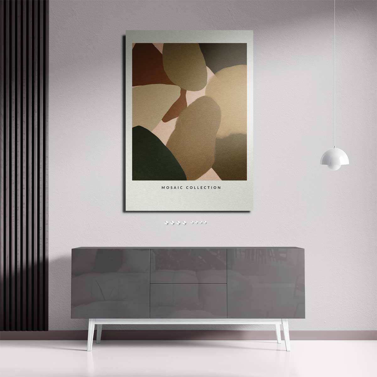 Aardse Abstracte Mozaïek – staande wandkunst voor woonkamer of interieur