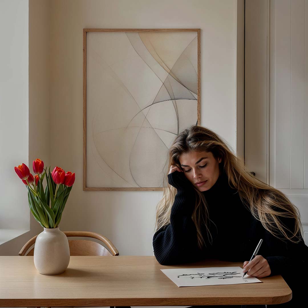 Minimalistische abstracte lijnen – staande verfijnde wanddecoratie van WallArtistic