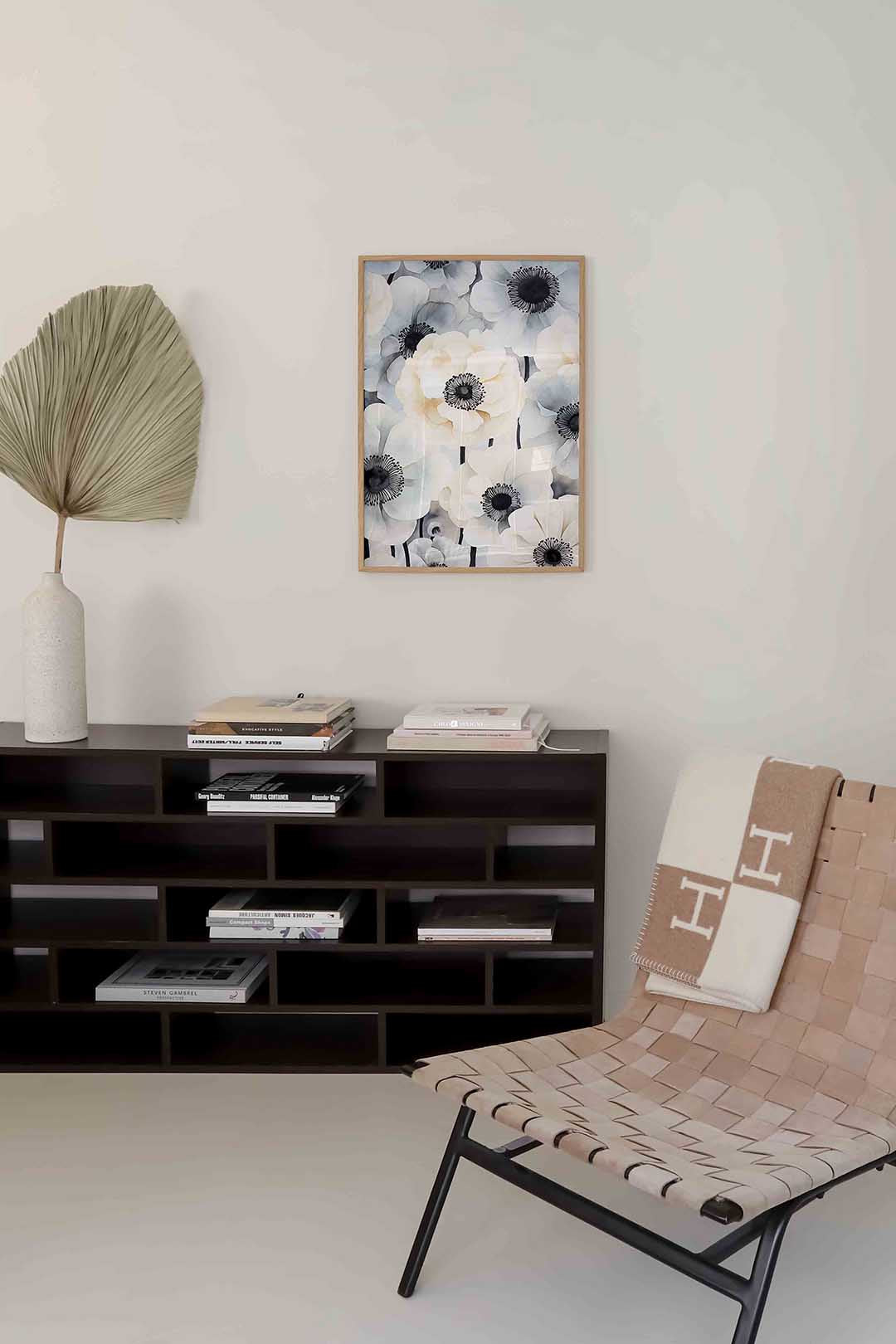 Bloemen in zachte tinten – zachte abstracte poster in staand formaat