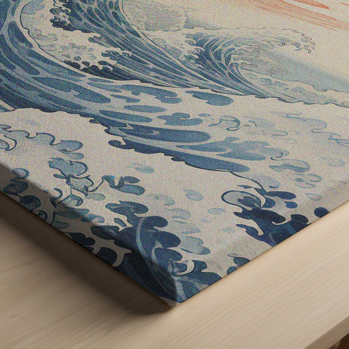Dynamische Zeegolven Onder een Perzikkleurige Hemel – canvas kunstwerk als wanddecoratie