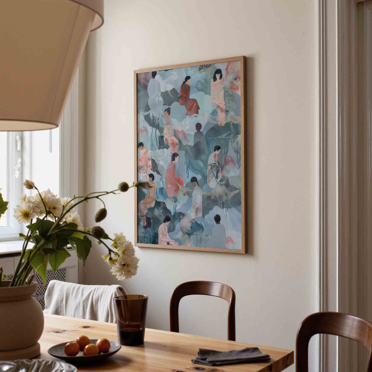 Zittende figuren – kunst en design poster in portret formaat