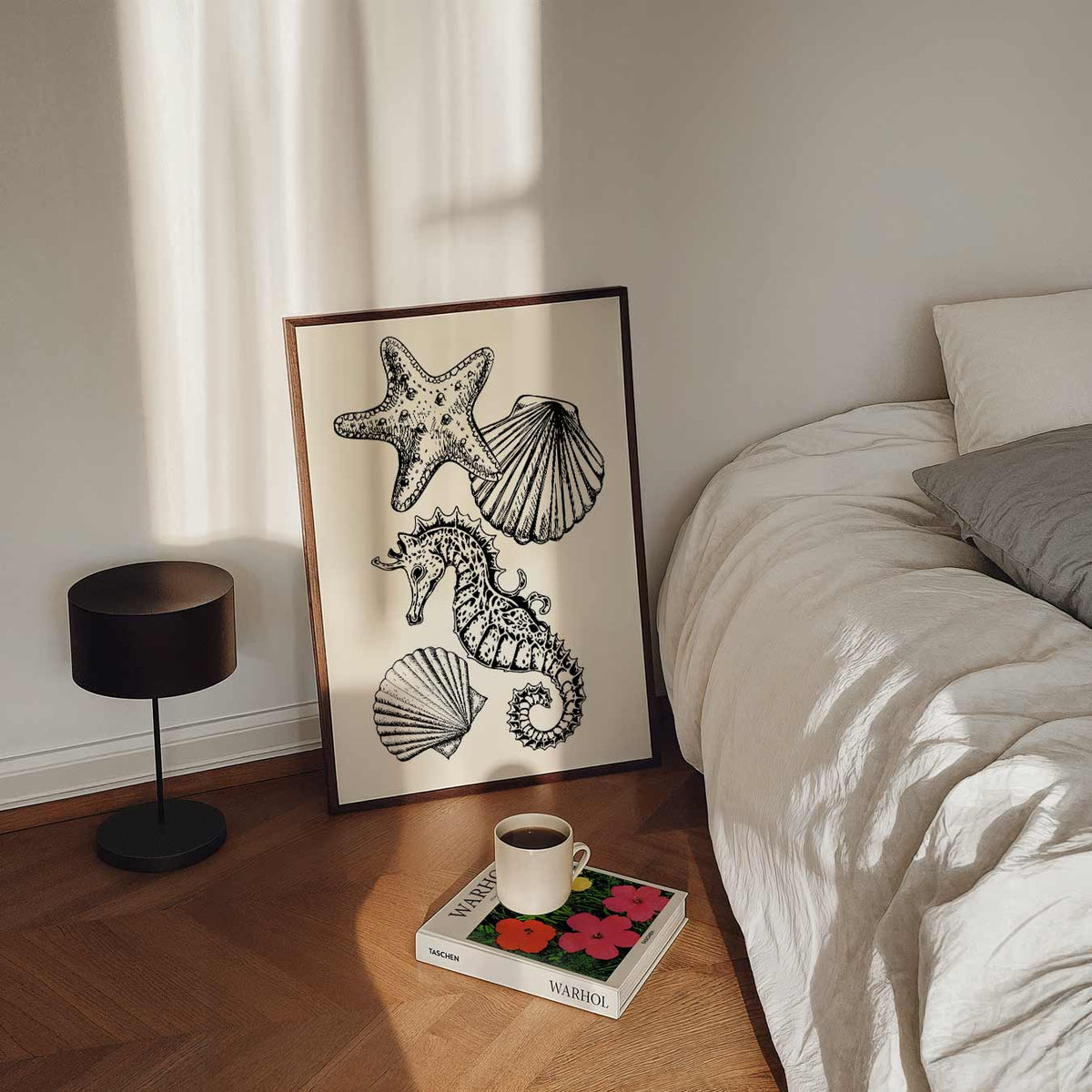 Zeedieren Sierlijke Illustraties – staande zeedieren wanddecoratie van WallArtistic