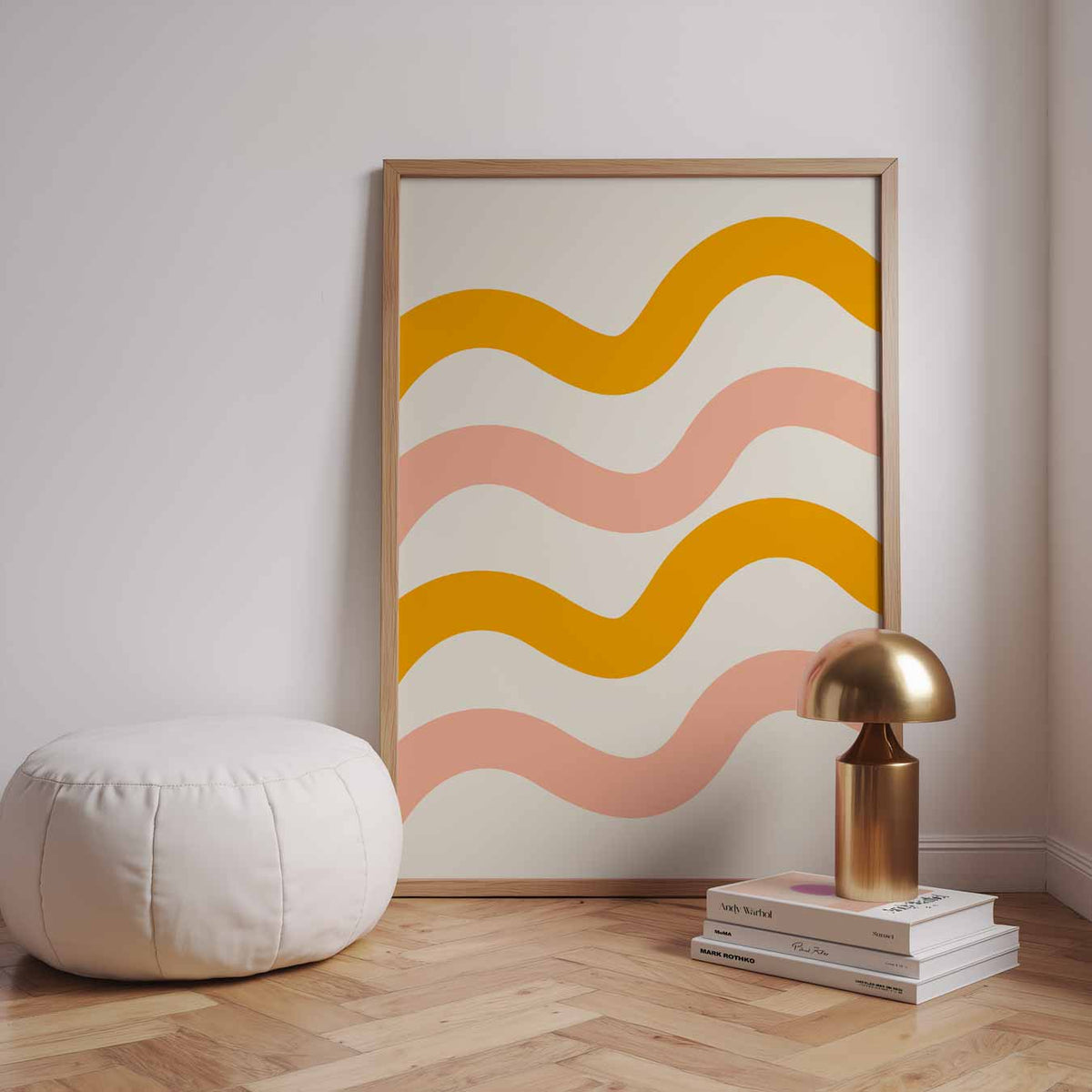 Zonnige Golven Wanddecoratie – staande kleurrijke abstracte wanddecoratie van WallArtistic