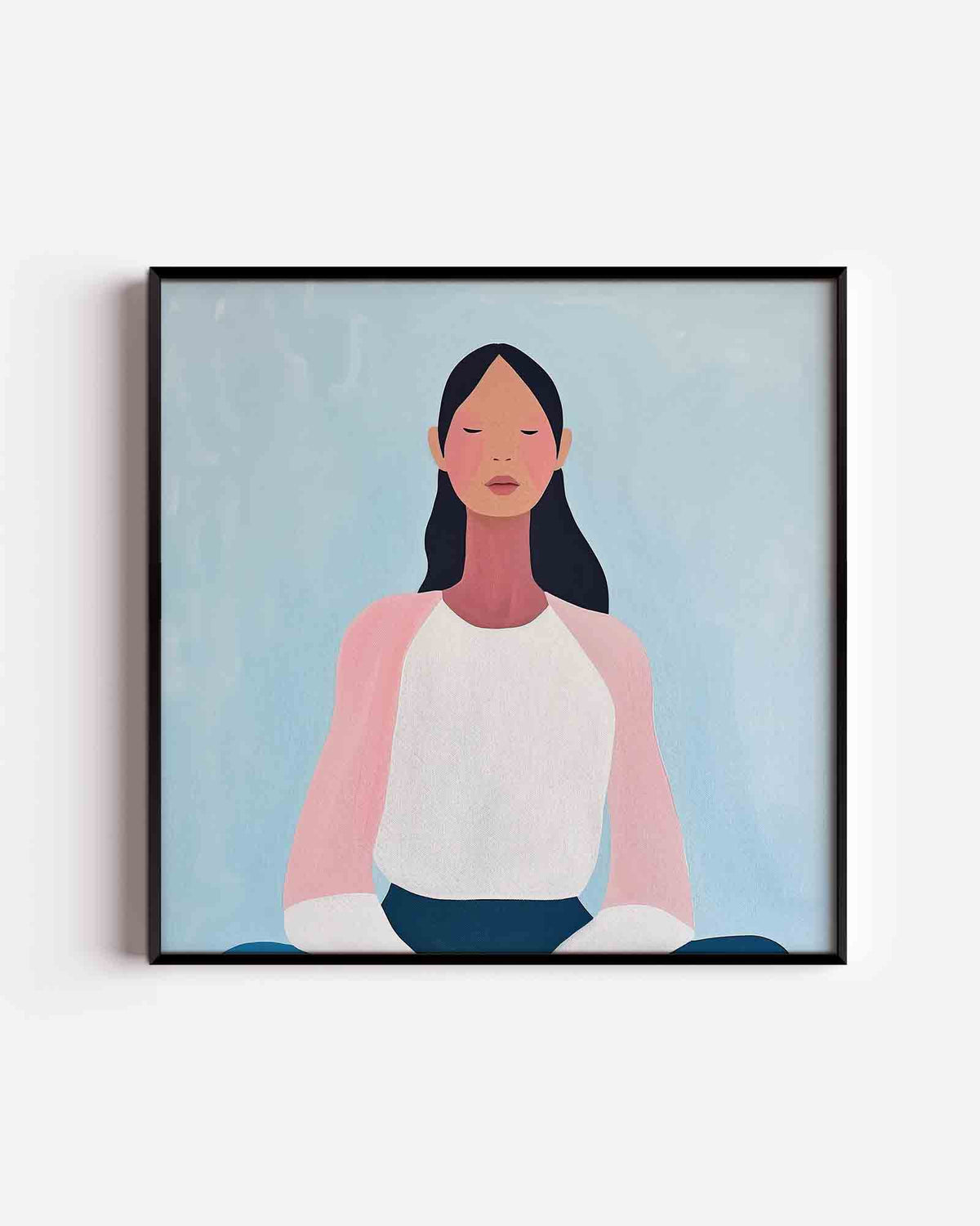 Mediterende vrouw – design vierkante poster als wanddecoratie