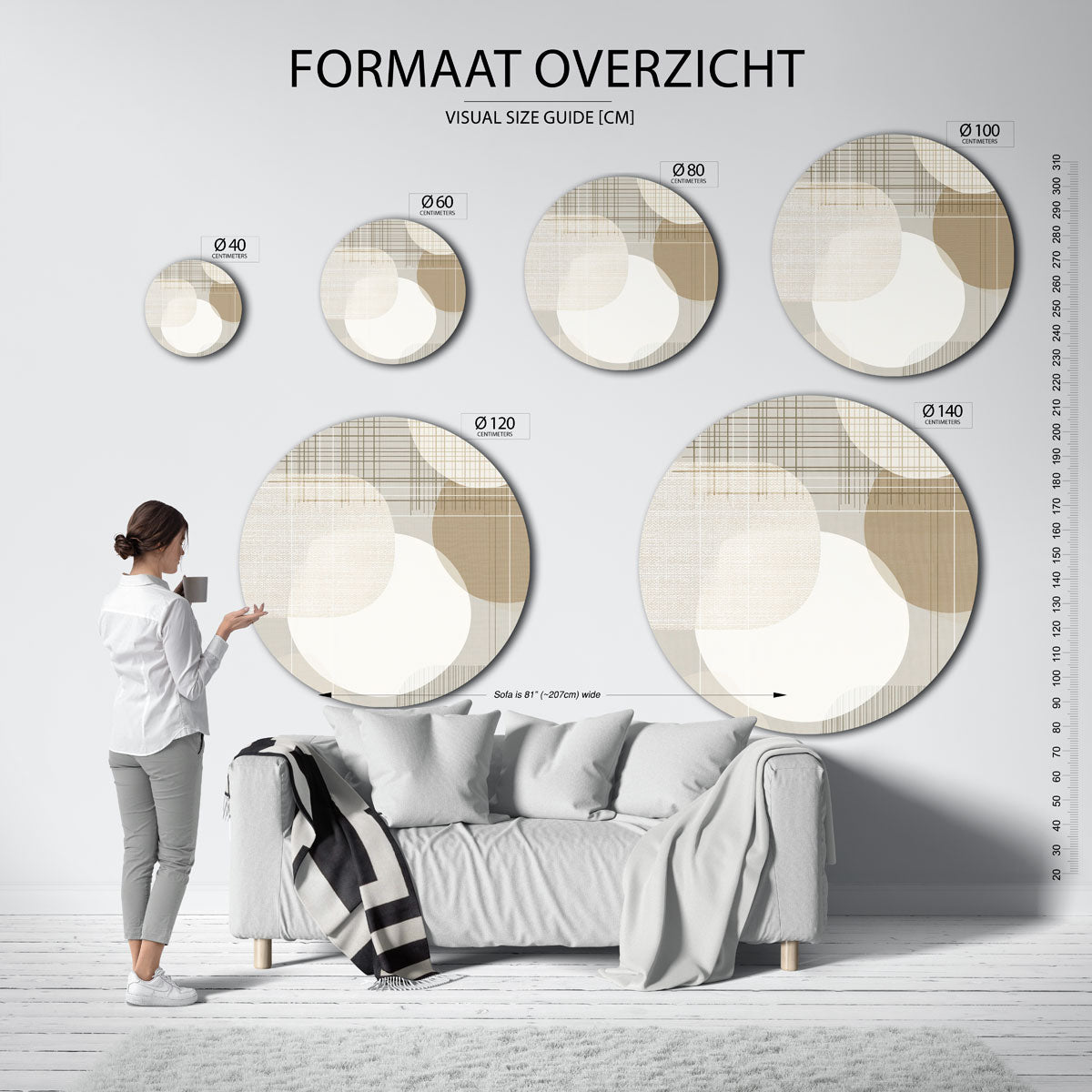 Abstracte vormen – moderne ronde muurdecoratie met abstracte vormen