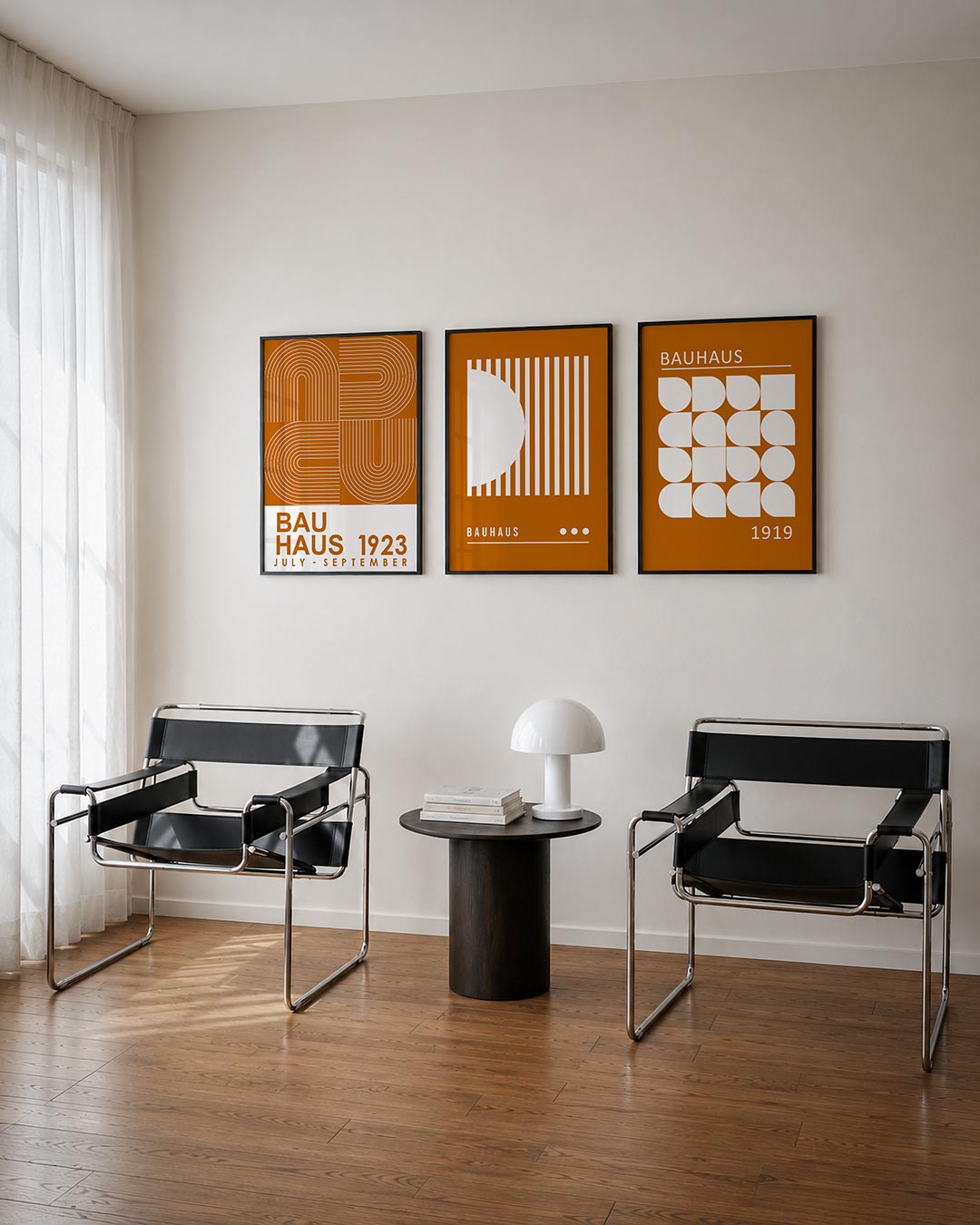 Lijnen en vormen driedelige posterset – deze posterset in drie delen toont een dynamisch spel van gebogen en rechte lijnen in