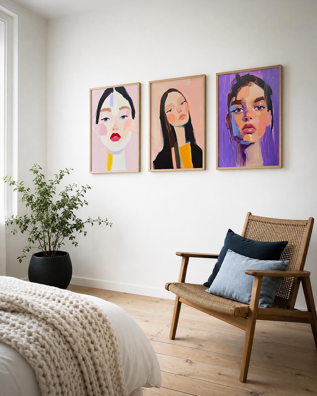 Kleurrijke portretvlakken posterset – detailweergave – een speelse compositie van kleurvlakken en lijnen