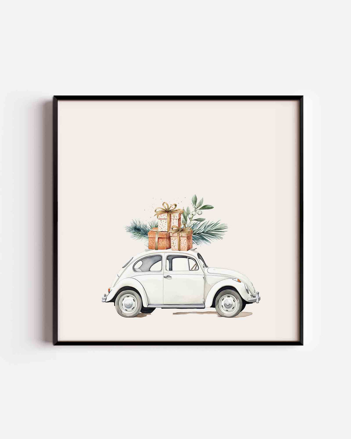 Auto met cadeaus – kerst vierkante poster als wanddecoratie