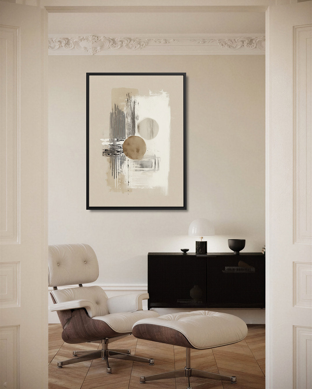 Geometrische vormen compositie – moderne staande wandkunst