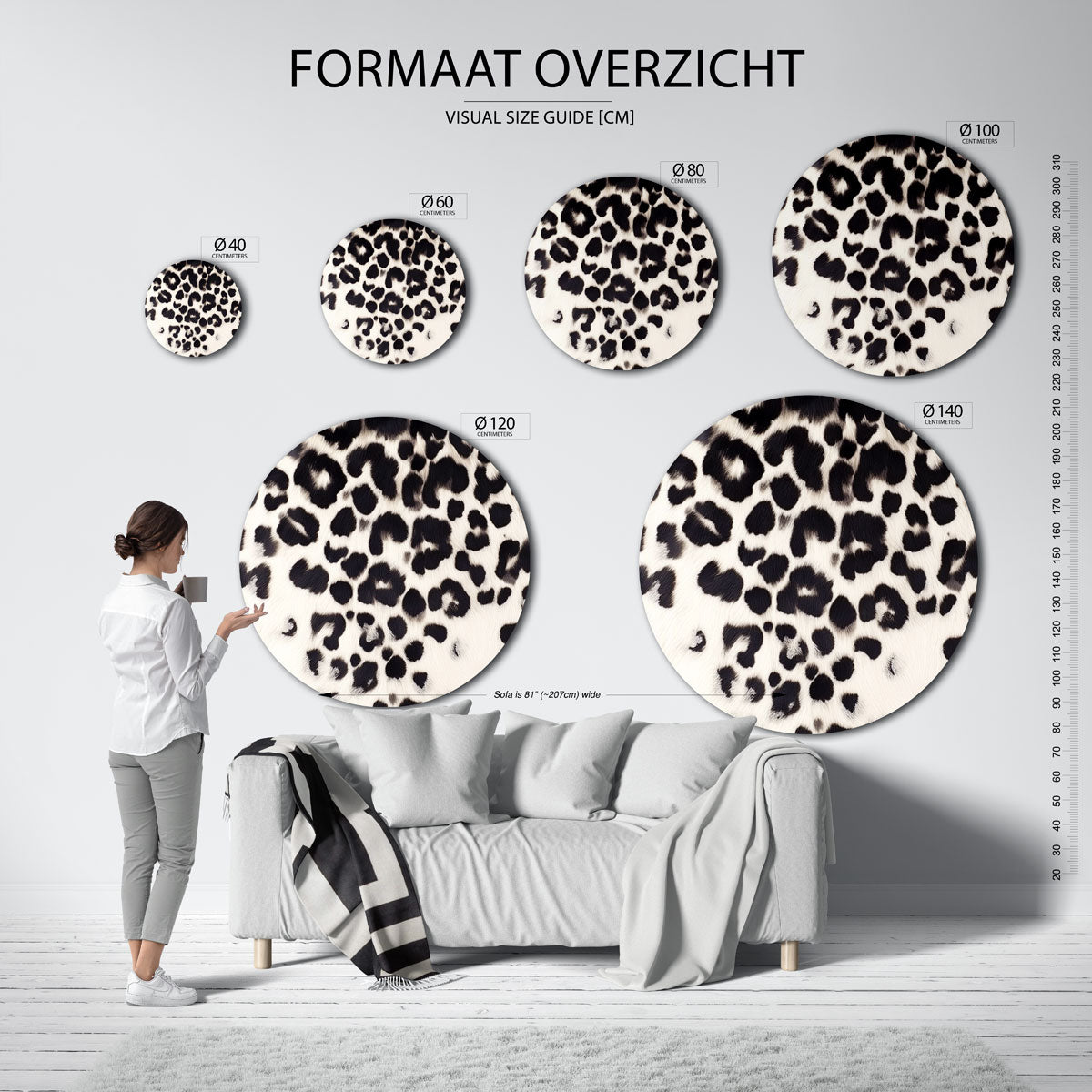 Luipaardpatroon – safari wandkunst als moderne muurcirkel