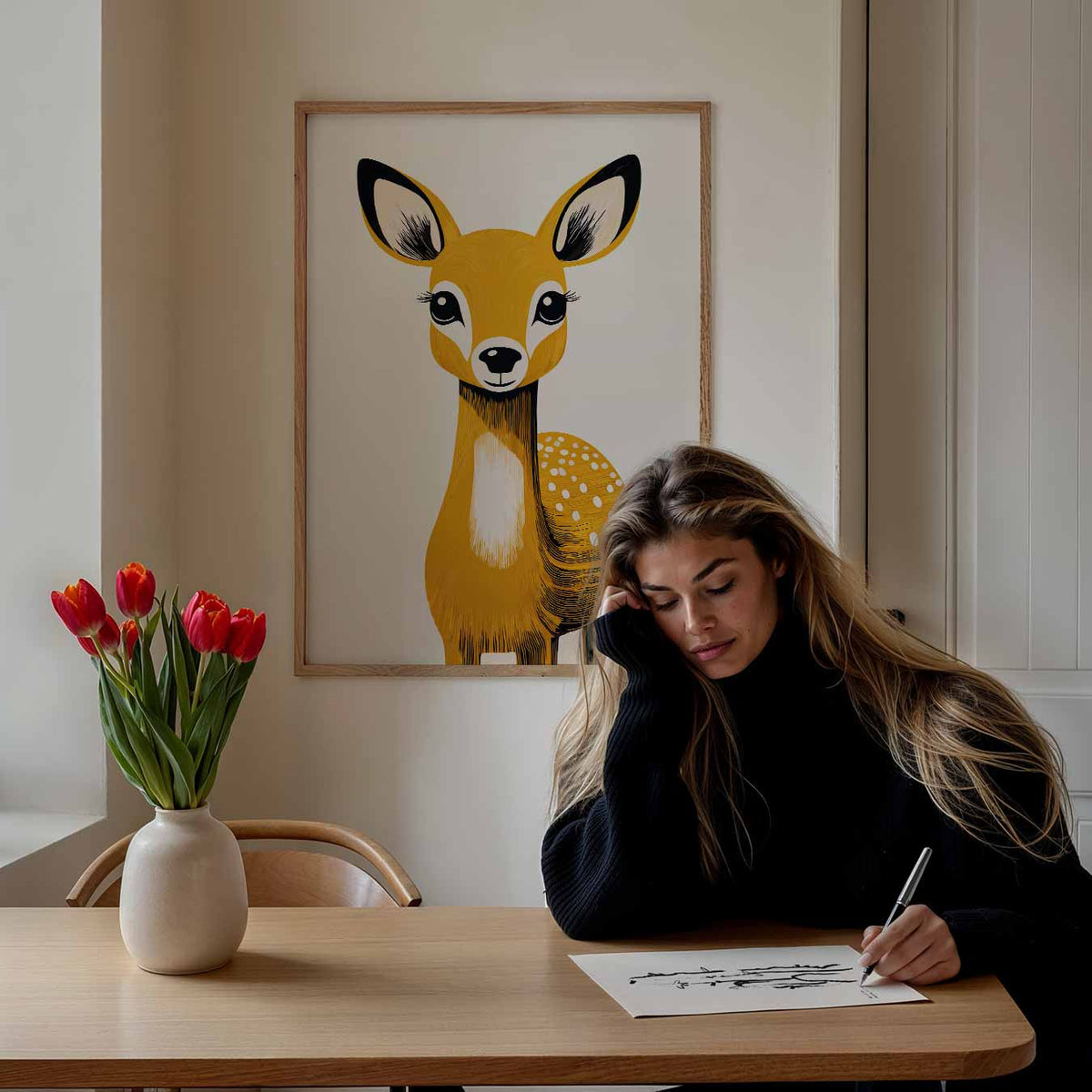 Schattige Hert – staande muurposter voor de kinderkamer