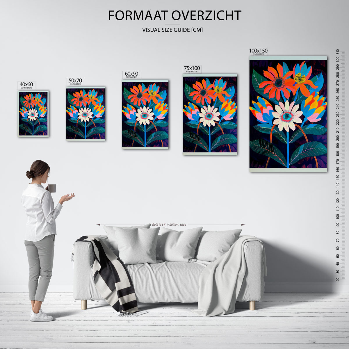 Vrolijke bloemen – staande wanddecoratie van WallArtistic