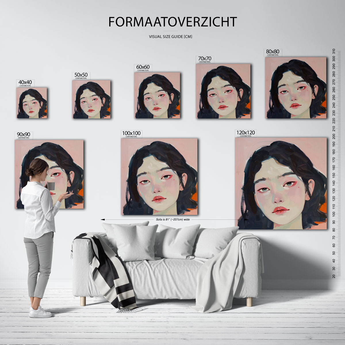 Portret van vrouw – vierkante muurposter met kunst en design