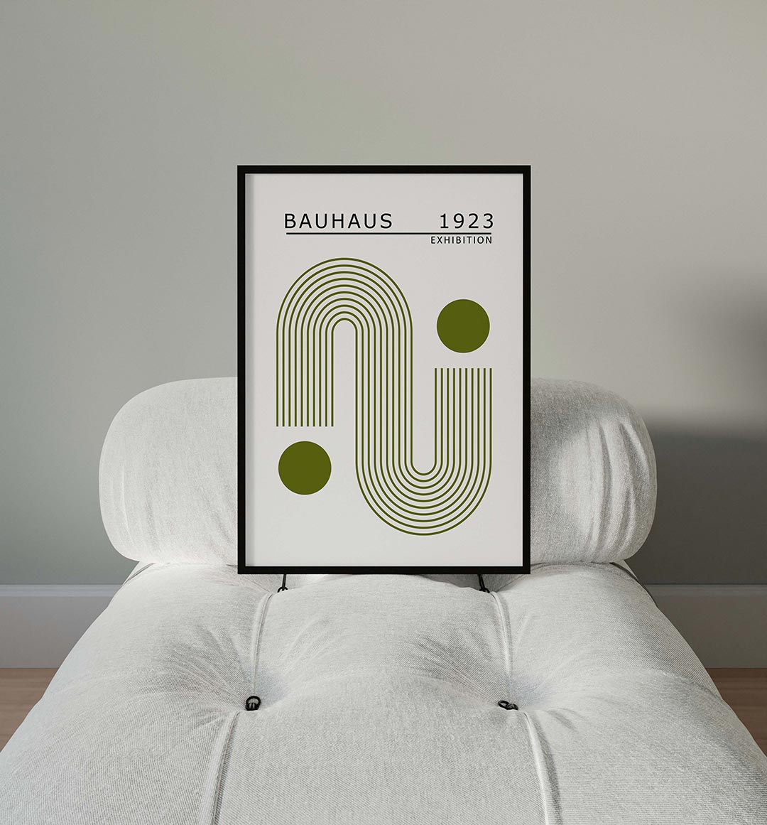 Lijnen en cirkel – moderne Bauhaus wandkunst als poster