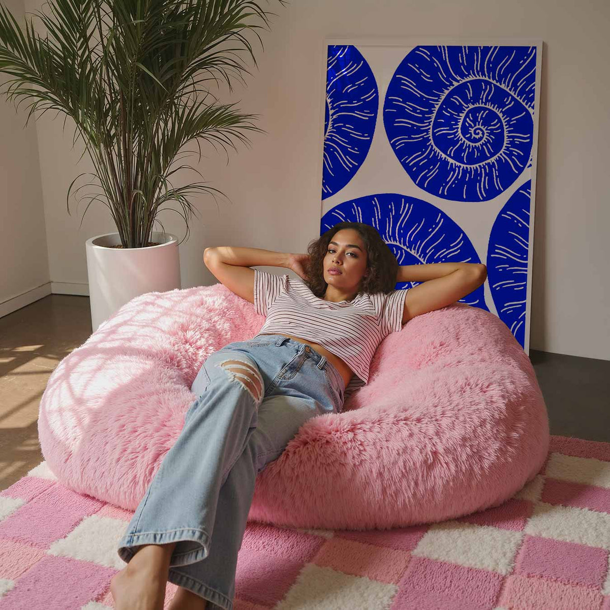 Spiralen in Blauw – staande muurposter met zeedierenthema