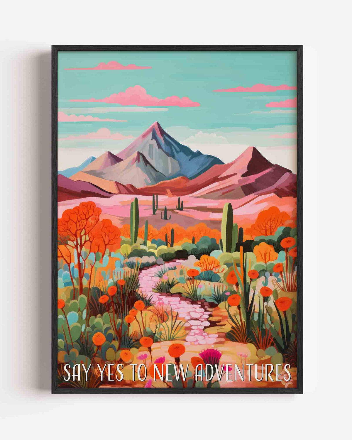 Berglandschap met cactussen – keuken portret poster als wanddecoratie