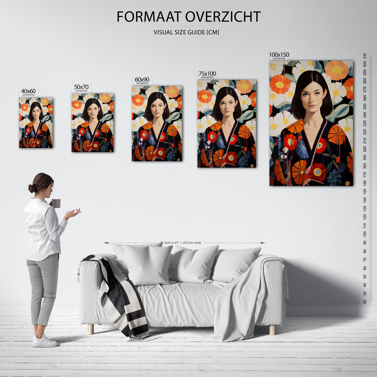 Bloemenportret – staand wanddecoratie kunstwerk
