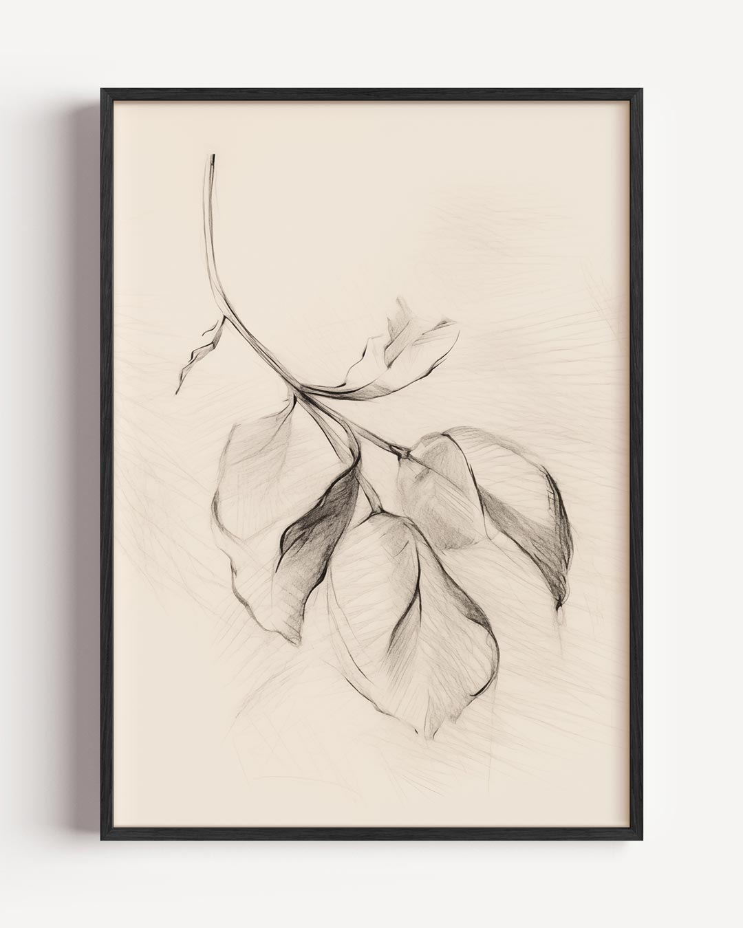 Elegant Potloodschets van Bladeren – botanische portret poster als wanddecoratie