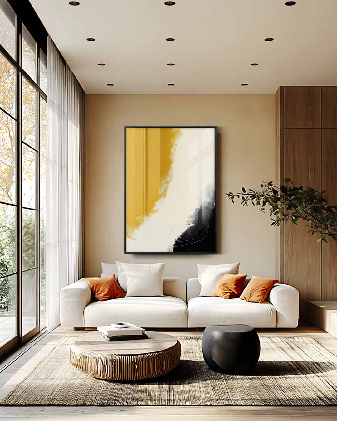 Warm Aards Abstract – staande wandkunst voor woonkamer of interieur