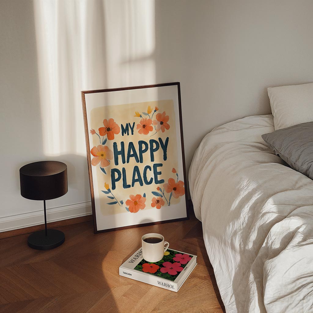 My Happy Place Bloemenposter – kinderposter in staand formaat