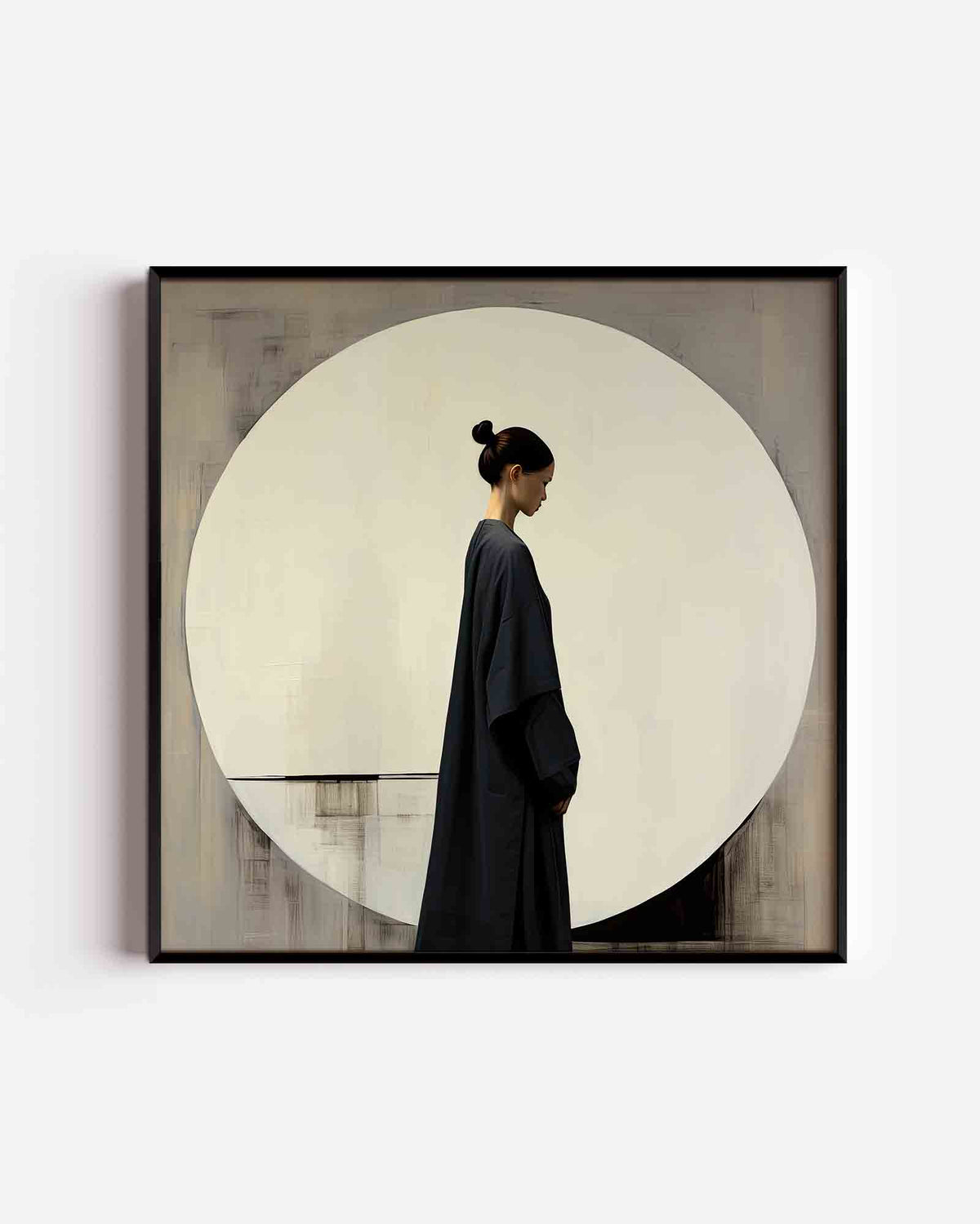 Vrouw in donkere kleding – Aziatische vierkante poster als wanddecoratie