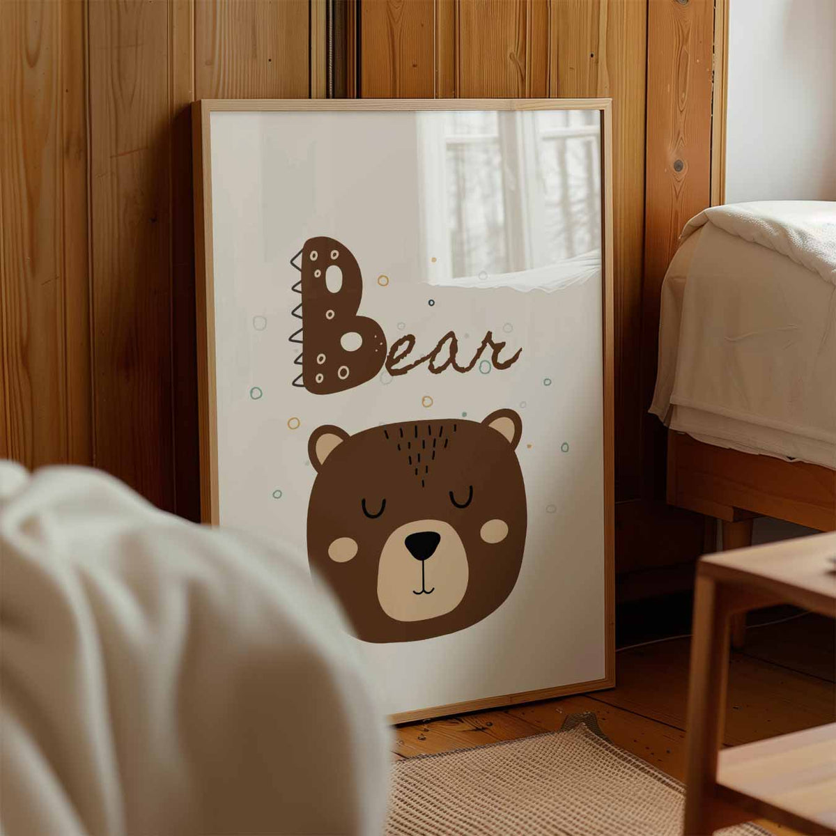 Schattige Bruine Beer – kinderposter in staand formaat