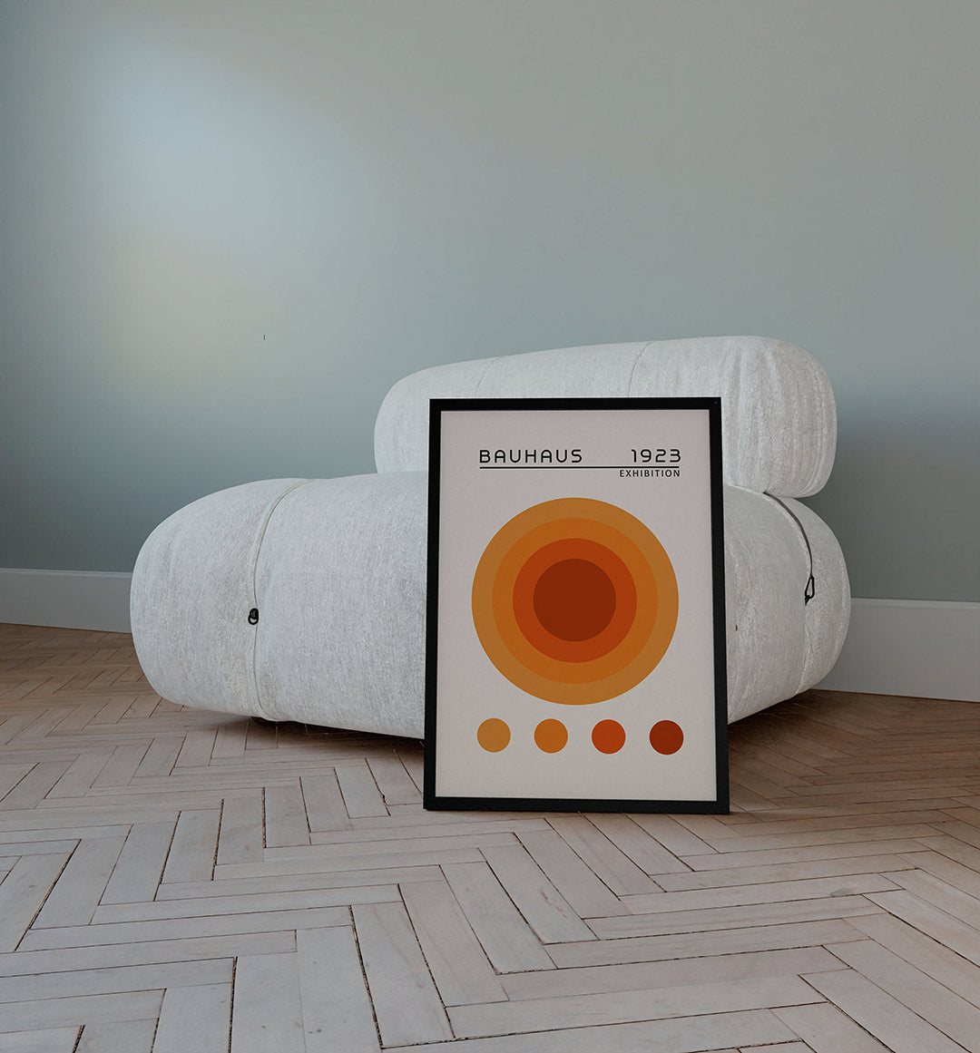 Cirkelvormen en kleur – staande Bauhaus poster voor aan de muur