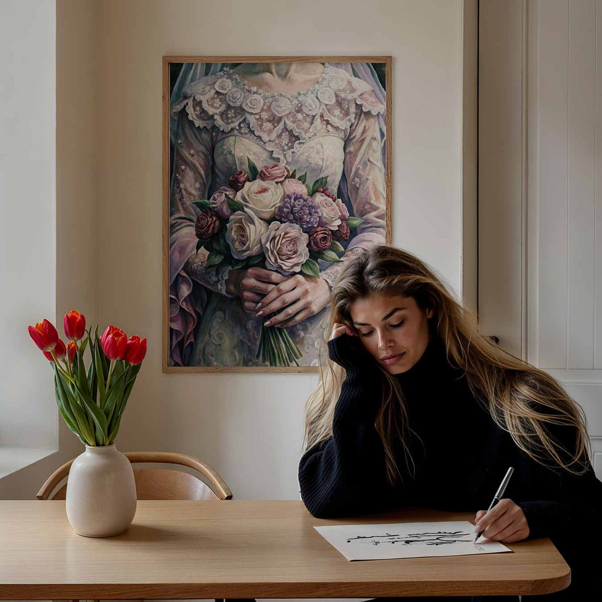 Romantische Bruidsbloemen – paasposter in staand formaat