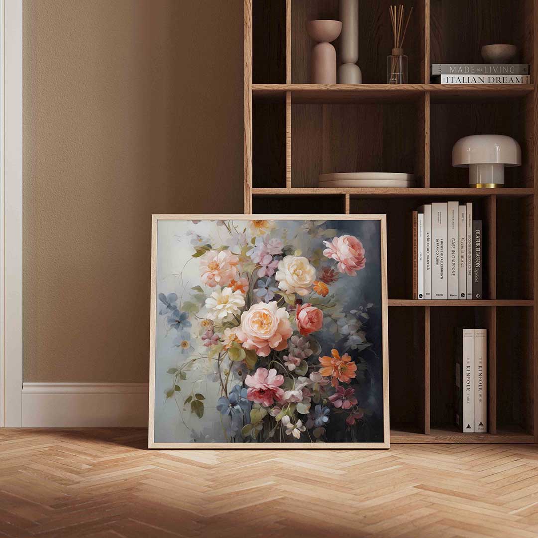 Bloemenpracht – kleurrijke vierkante wanddecoratie van WallArtistic