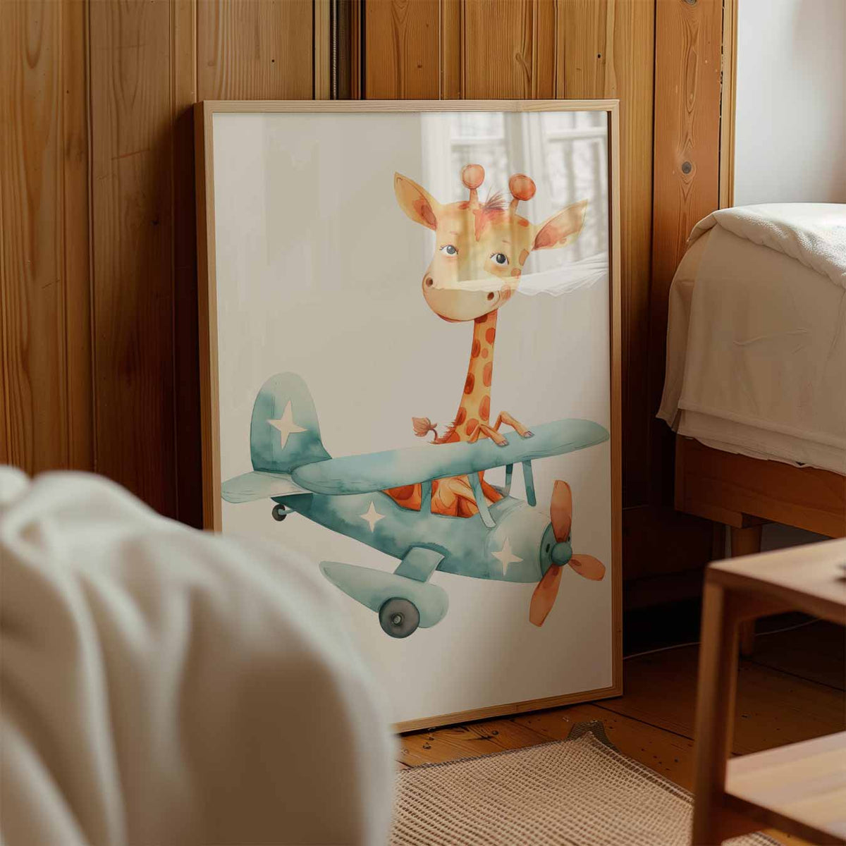 Dromerige Giraf Vlucht – staande muurposter voor de kinderkamer