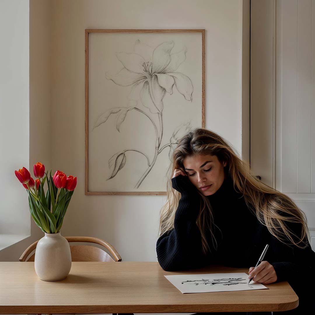 Botanische Tekening – staande vintage wanddecoratie van WallArtistic