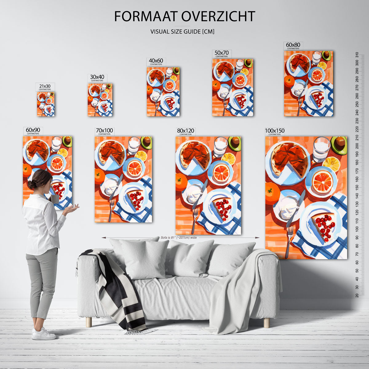 Ontbijt met fruit – staande muurposter voor keuken of eethoek