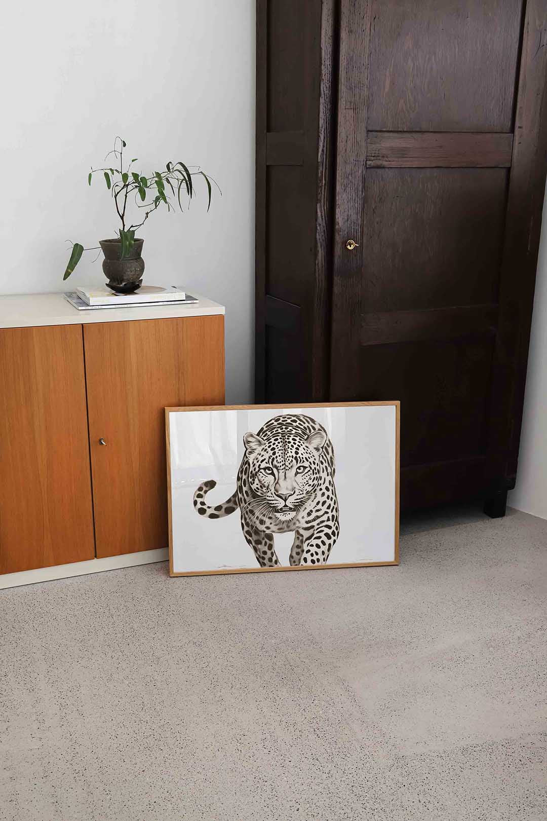 Luipaard in beweging – dierenillustratie als landscape poster