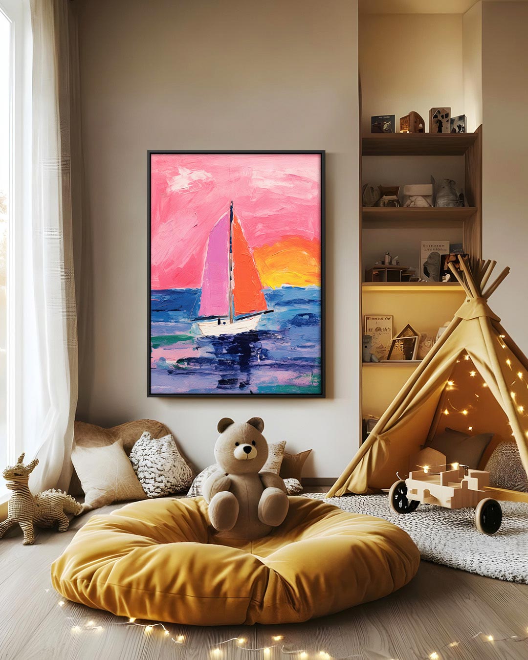 Zomerse zeilboot – decoratief kunstwerk voor aan de muur