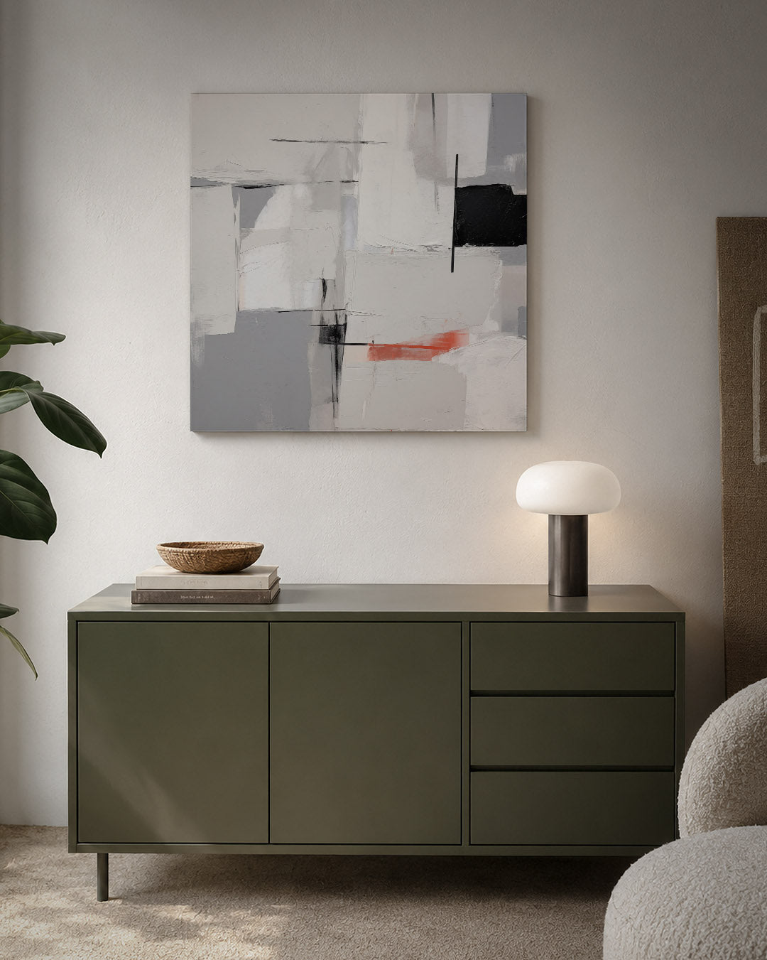 Geometrische vlakken kunstwerk – detailweergave – dit werk toont een compositie van overlappende rechthoeken en lijnen in