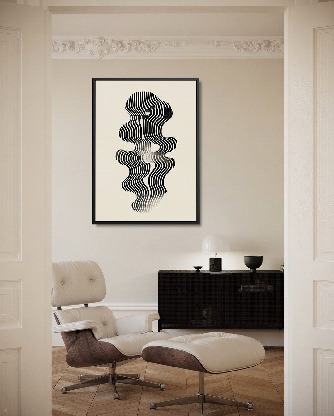 Golvende lijnen – moderne staande wandkunst
