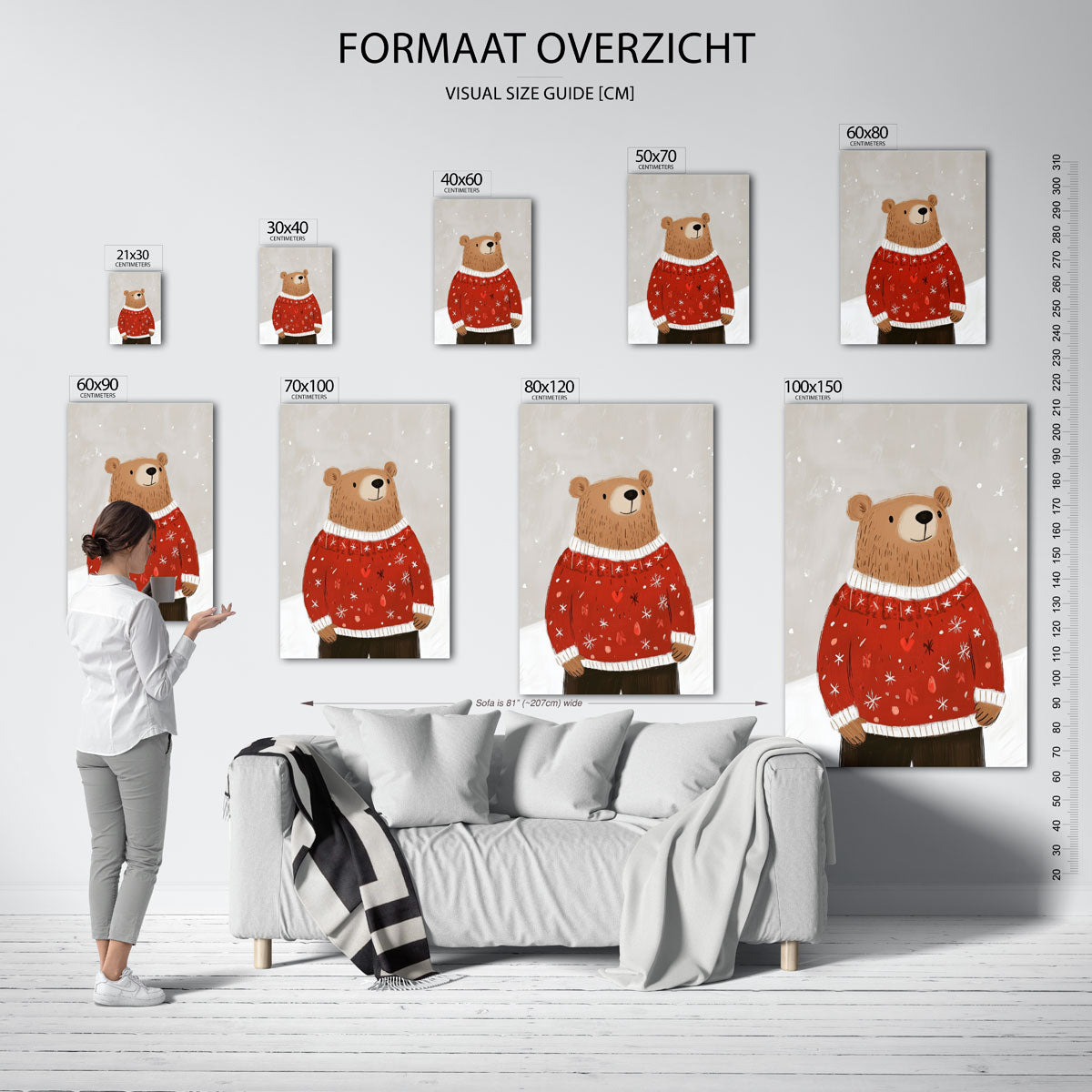 Beer met trui – staande muurposter voor de kinderkamer