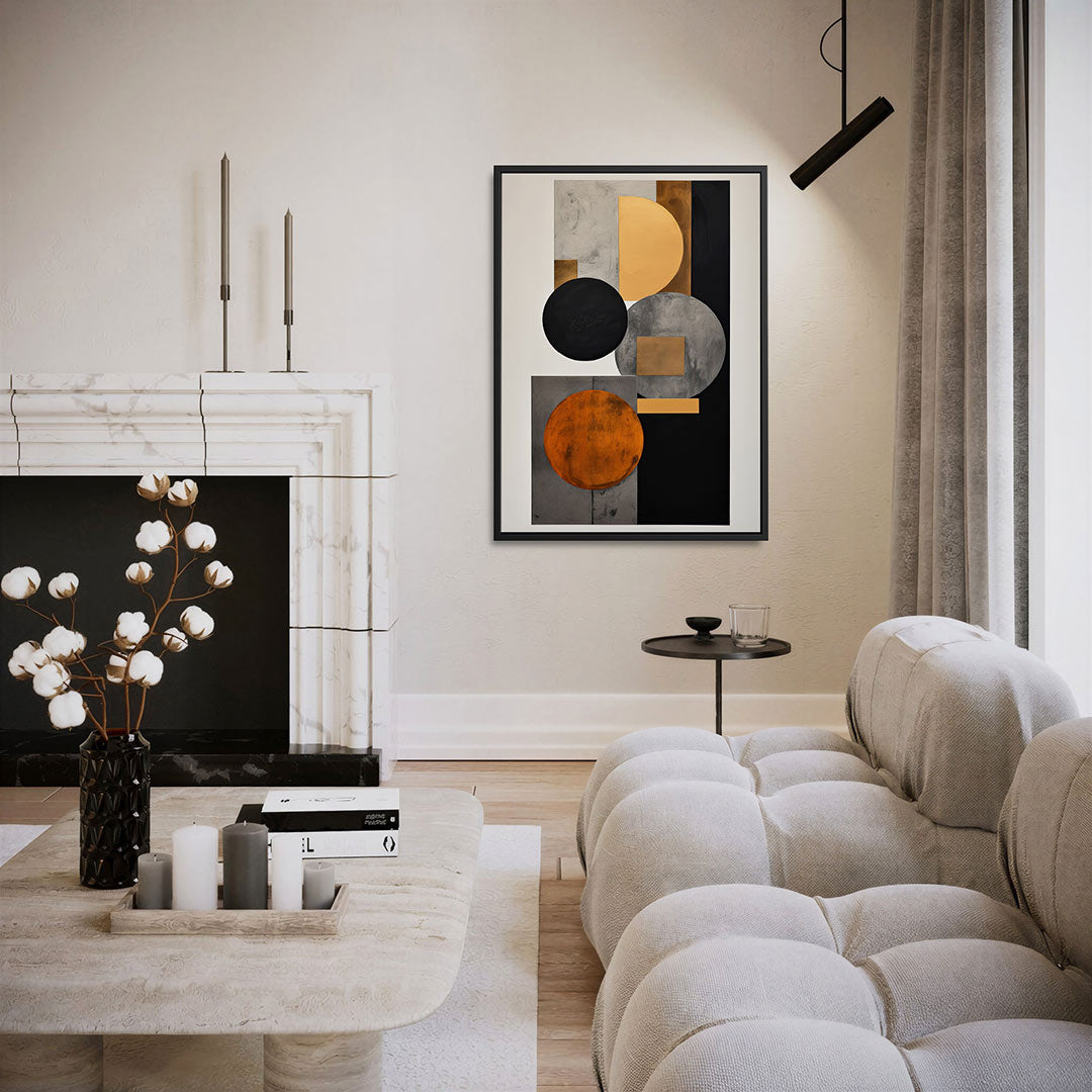 Geometrische vormen compositie – moderne staande wandkunst