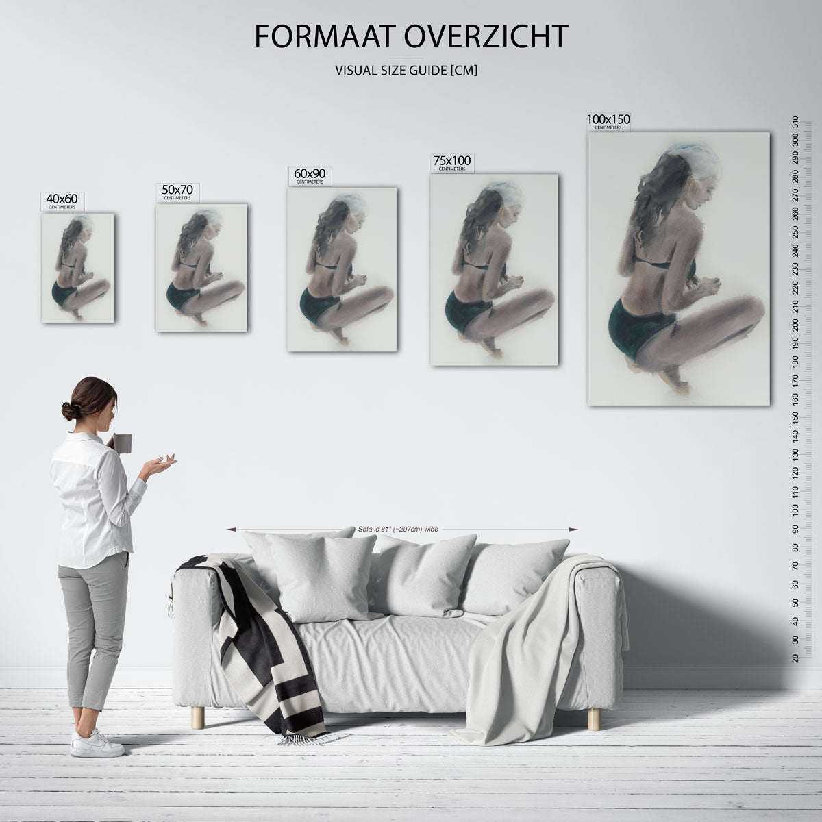Zittende vrouw – staand wanddecoratie kunstwerk