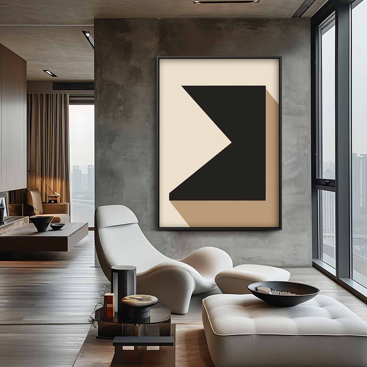 Geometrische Schaduw – canvas wanddecoratie in portret formaat