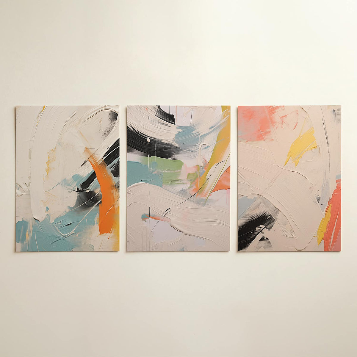 Abstract – driedelige posterset in interieur