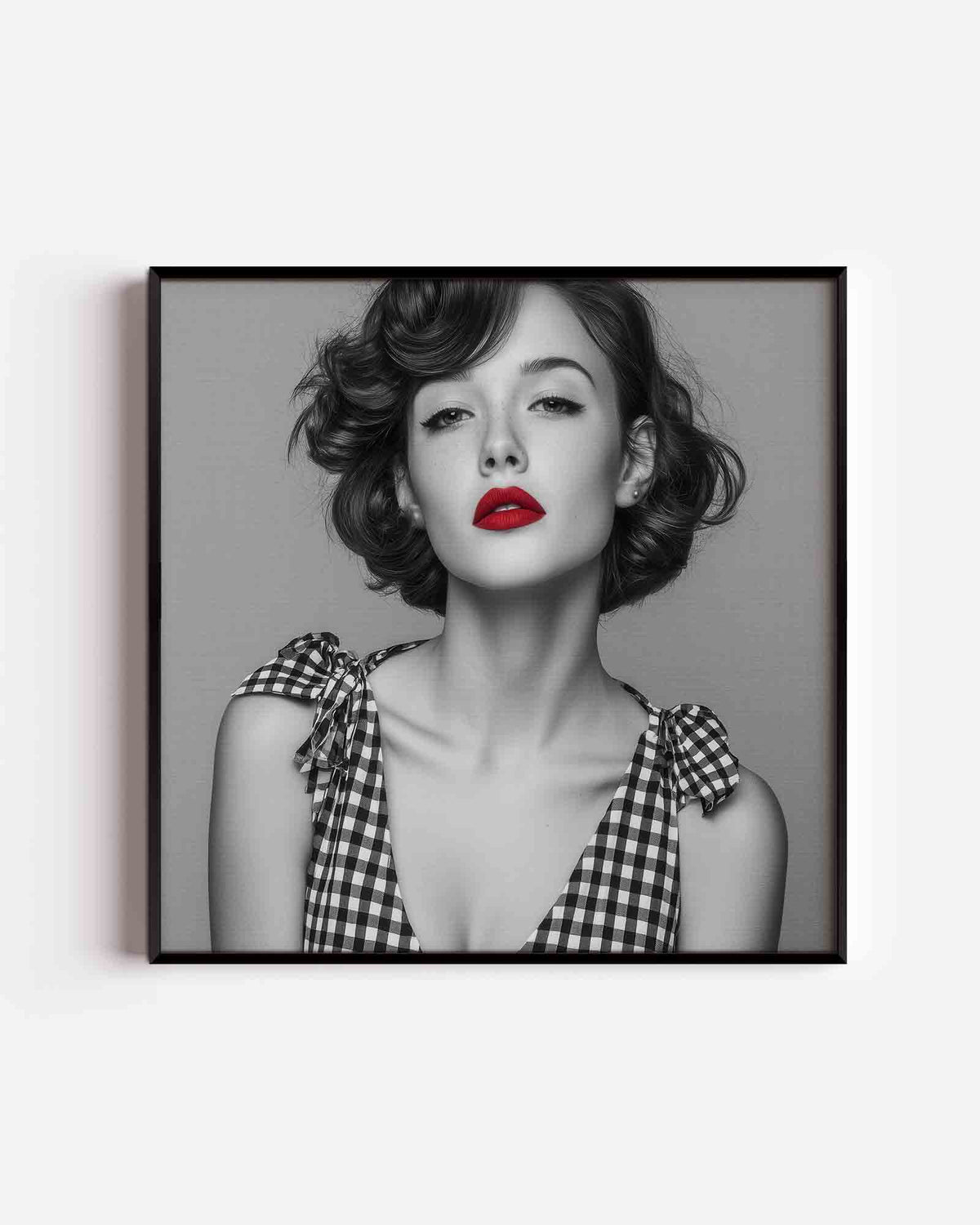 Vrouw met rode lippen – Pop Art vierkante poster als wanddecoratie