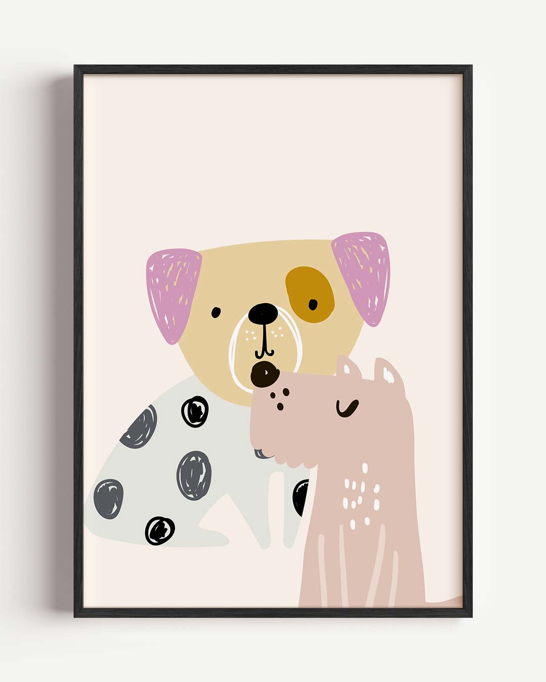 Schattige Honden Vrienden – kids portret poster als wanddecoratie
