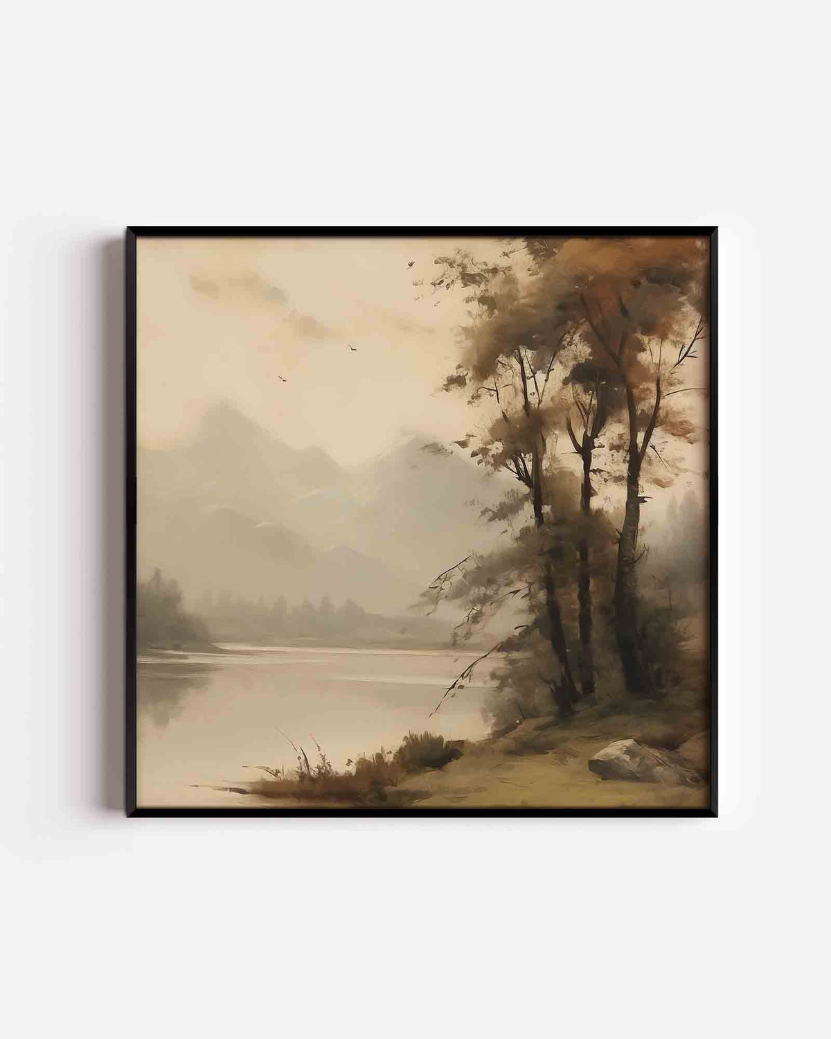 Landschap met bomen – vintage vierkante poster als wanddecoratie