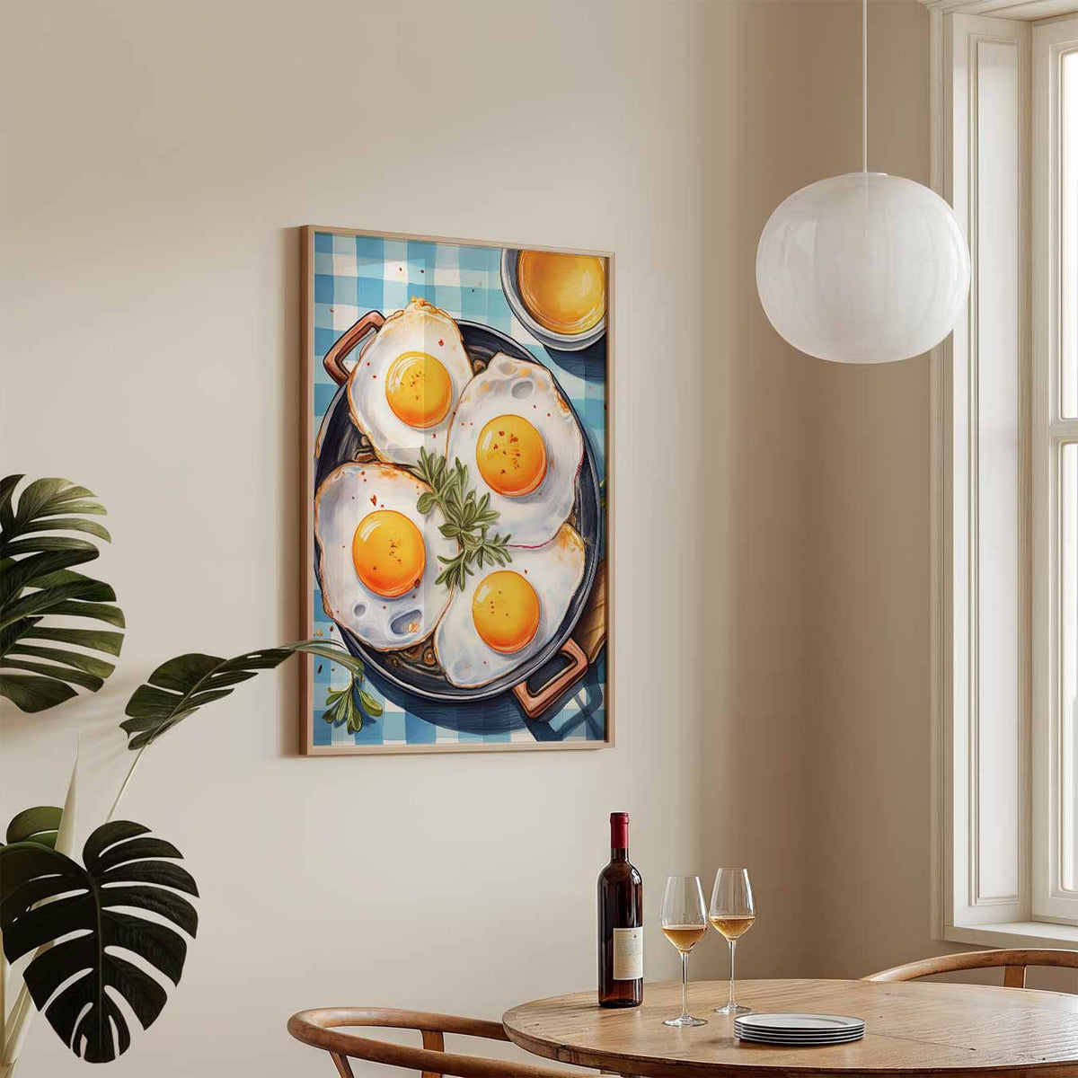 Vrolijke Sunny Side-Up Wall Art – keukenposter in staand formaat
