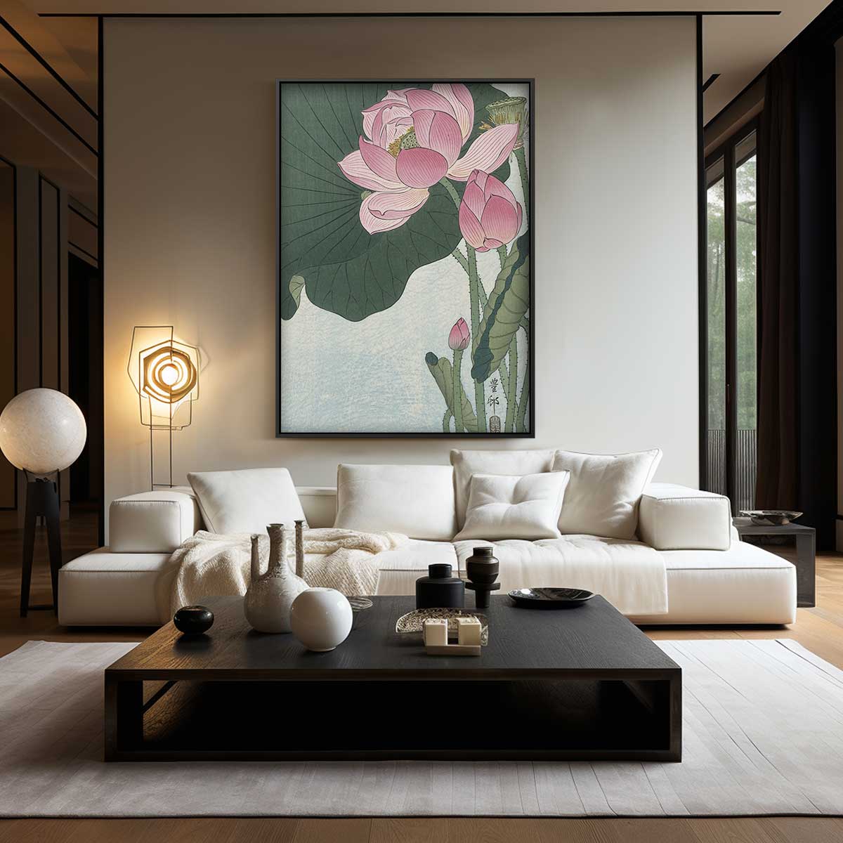 Lotus Bloesem Harmonie – staand kunstwerk voor modern interieur