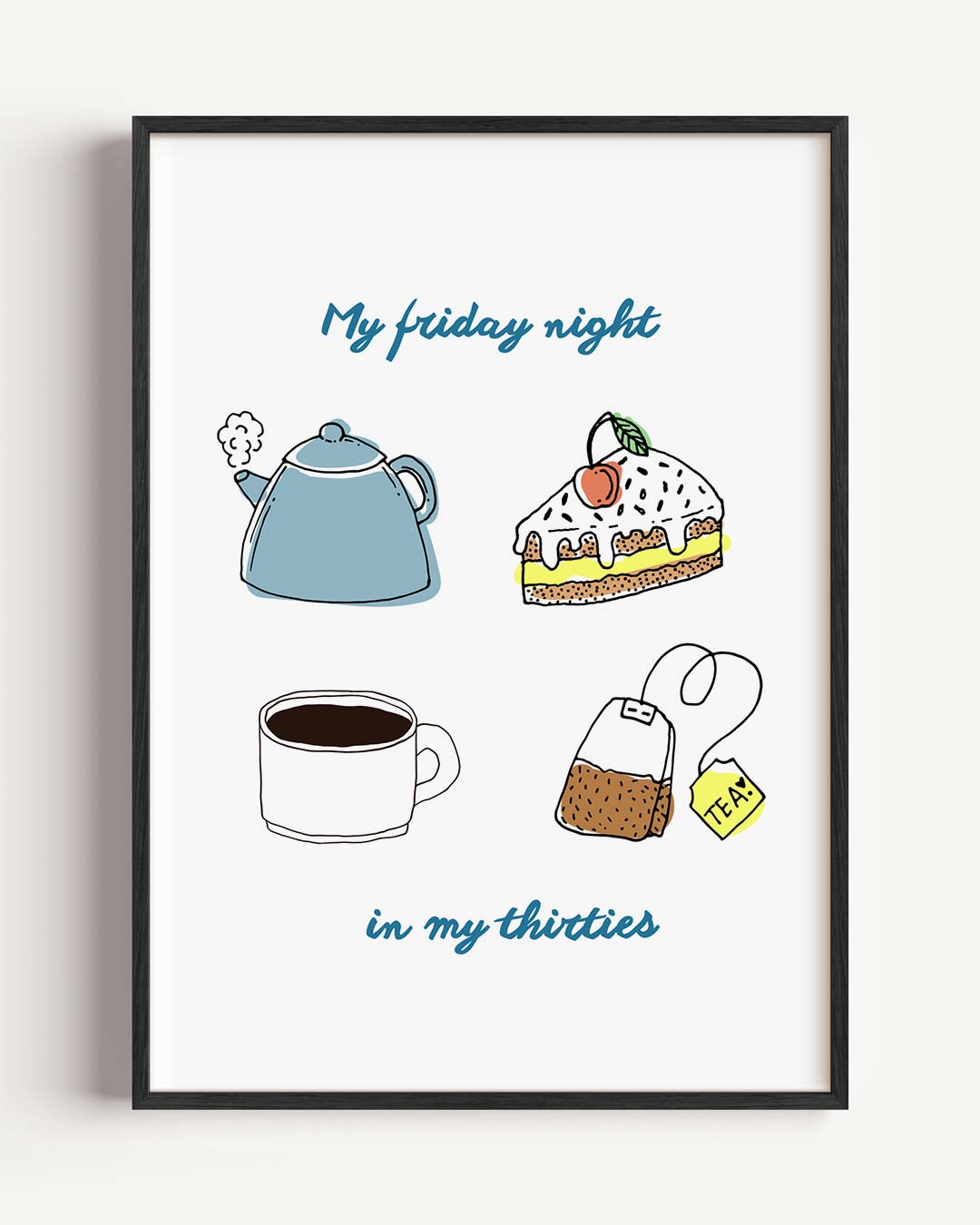 Ontspannen Vrijdagavond – keuken portret poster als wanddecoratie
