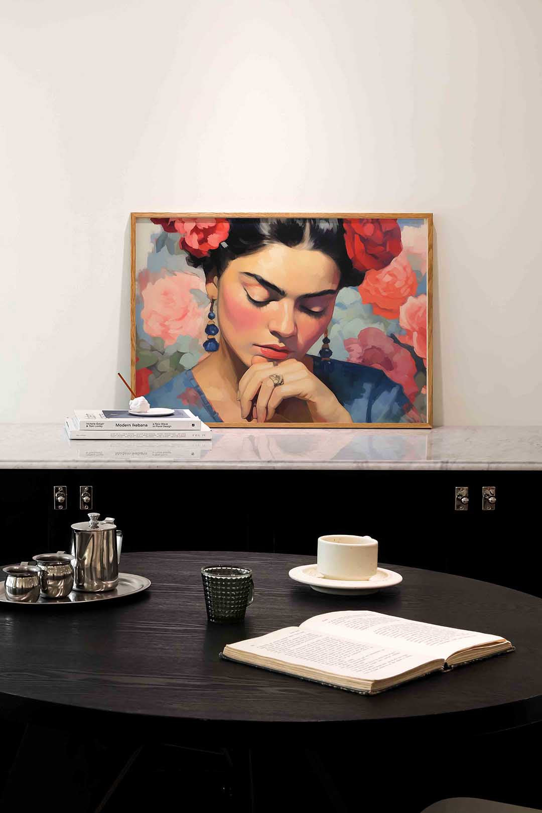 Vrouw met bloemen – portret poster in liggend formaat